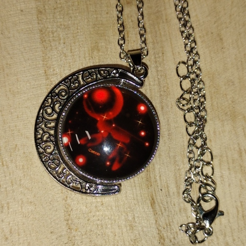 Crescent Moon Cancer Pendant Necklace - Picture 2 of 3